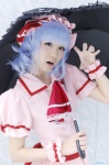 aisaki_mimi blouse blue_hair cosplay hat miniskirt remilia_scarlet skirt touhou umbrella rating:Safe score:3 user:nil!