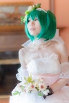 ahoge cosplay green_hair macross macross_frontier necklace ranka_lee rinrinko wedding_dress rating:Safe score:0 user:pixymisa