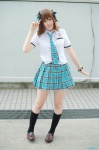 amami_haruka blouse cosplay hairbows hoshino_kana idolmaster kneesocks pleated_skirt school_uniform skirt tie rating:Safe score:1 user:nil!