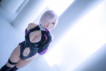bodysuit castle_of_glass cleavage cosplay elbow_gloves fate/grand_order fate/series gloves mash_kyrielight pink_hair saku thigh_band thighhighs rating:Safe score:0 user:nil!