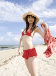 beach bikini_top cleavage microskirt nishitate_saori ocean skirt straw_hat swimsuit rating:Safe score:0 user:nil!