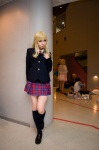 blazer blonde_hair cosplay kanda_midori kimura_kaere miniskirt plaid pleated_skirt sayonara_zetsubou_sensei school_uniform skirt socks sweater rating:Safe score:2 user:nil!
