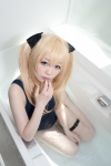 bathroom bathtub blonde_hair cosplay ecchi_nakotomo_tamani_wa_yoi_yo? golden_darkness one-piece_swimsuit shizuku swimsuit to_love-ru twintails wet rating:Safe score:1 user:nil!