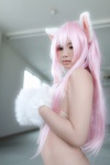 animal_ears bikini_top cat_ears cosplay enacat_(white_version) enako original paw_gloves pink_hair swimsuit rating:Safe score:2 user:nil!