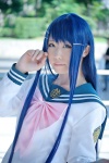blue_hair cosplay danganronpa hair_clips haruka maizono_sayaka sailor_uniform school_uniform rating:Safe score:0 user:nil!