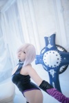 bodysuit castle_of_glass cosplay elbow_gloves fate/grand_order fate/series gloves mash_kyrielight pink_hair saku shield thigh_band rating:Safe score:0 user:nil!