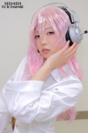 blouse cosplay headphones natsumi_(ii) nitro_super_sonic pink_eyes pink_hair super_soniko rating:Safe score:0 user:pixymisa