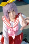 aka_(morimori) cosplay hairband hiiragi_tsukasa kneesocks lucky_star pleated_skirt purple_hair sailor_uniform school_uniform skirt rating:Safe score:0 user:nil!