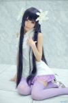 cosplay flowers garter_straps halter_dress inu_boku_secret_service purple_eyes purple_hair shirakiin_ririchiyo supika thighhighs zettai_ryouiki rating:Safe score:4 user:pixymisa