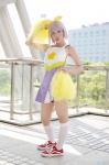 cheerleader_uniform cosplay hairbow hiiragi_tsukasa kneehighs lucky_star mikan pom_poms purple_hair rating:Safe score:0 user:nil!