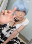 ayanami_rei blue_hair cosplay lace leash namada neon_genesis_evangelion red_eyes ruffles rating:Safe score:0 user:nil!