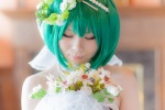 ahoge cosplay green_hair macross macross_frontier necklace ranka_lee rinrinko wedding_dress rating:Safe score:1 user:pixymisa