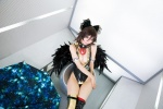 boots cleavage cosplay hairbow leotard mike reiuji_utsuho thigh_boots thighhighs touhou umbrella wings rating:Safe score:2 user:nil!