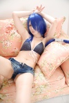 ahoge bikini blue_hair cleavage cosplay denim ikkitousen kanu_unchou kibashi shorts swimsuit rating:Safe score:8 user:nil!