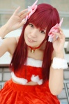 amane_(dream_c_club) choker cosplay croptop dream_c_club hairbow miniskirt red_hair santa_costume shimizu_miki skirt rating:Safe score:0 user:nil!