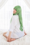 akane_ruka barefoot bed cc code_geass cosplay green_hair shirt rating:Safe score:1 user:pixymisa