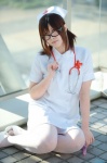 cosplay dress glasses narihara_riku nurse nurse_cap nurse_uniform original pantyhose stethoscope syringe rating:Safe score:2 user:nil!