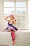 blonde_hair blouse boots cosplay deep_rabbit hat macross macross_frontier macross_frontier:_itsuwari_no_utahime pleated_skirt saku sheryl_nome skirt thighhighs vest rating:Safe score:0 user:nil!