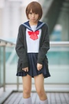 cardigan cosplay kneesocks original pleated_skirt sailor_uniform school_uniform skirt skirt_lift uri rating:Safe score:2 user:nil!