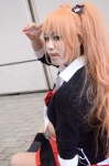 blouse boots bowtie cardigan choker cosplay danganronpa enoshima_junko pleated_skirt red_hair skirt tie twintails yamatoya_momiji rating:Safe score:0 user:pixymisa
