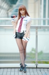 blouse cardigan cosplay makise_kurisu necoco pantyhose shorts steins;gate tie rating:Safe score:4 user:nil!