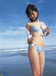 beach bikini blouse cleavage ocean open_clothes side-tie_bikini swimsuit yasuda_misako rating:Safe score:2 user:nil!