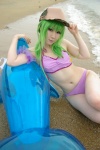 baseball_cap beach bikini cc code_geass cosplay green_hair mosaic_kakera ocean swimsuit tatsuki wet rating:Safe score:2 user:nil!