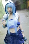asakura_kana blue_hair cosplay croptop gundam msm-07_z'gok pleated_skirt skirt tank_top rating:Safe score:1 user:nil!