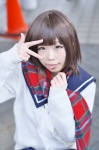 anegasaki_nene cardigan cosplay love_plus pleated_skirt sailor_uniform sakuya scarf school_uniform skirt rating:Safe score:1 user:nil!