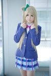 blazer blonde_hair blouse cosplay hairbow love_live!_school_idol_project minami_kotori moka pleated_skirt school_uniform side_ponytail skirt rating:Safe score:0 user:nil!