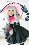 bowtie cosplay dress elbow_gloves garter_straps gloves melty okoge petticoat plushie shining_hearts thighhighs white_hair witch_hat rating:Safe score:0 user:pixymisa