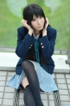 akiyama_mio blazer blouse cosplay kneehighs k-on! pleated_skirt rinami school_uniform skirt rating:Safe score:1 user:nil!
