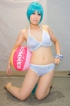 aqua_hair beach_ball bikini cosplay hane hatsune_miku pantyhose project_diva_2nd swimsuit vocaloid wristband rating:Safe score:3 user:pixymisa