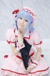 aisaki_mimi blouse blue_hair cosplay hat miniskirt remilia_scarlet skirt socks touhou umbrella rating:Safe score:1 user:nil!