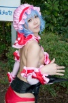 armbands ayane bikini_bottom blue_hair bow chain choker cosplay detached_sleeves hat remilia_scarlet swimsuit touhou wings rating:Safe score:1 user:pixymisa