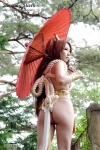 ass cosplay dress hairbow king_of_fighters kunoichi panties ponytail saku shiranui_mai umbrella rating:Safe score:1 user:nil!
