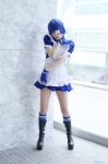 apron blue_hair boots cosplay dress eyepatch gloves ikkitousen kneesocks maid maid_uniform pantyhose ryomou_shimei sheer_legwear yuu rating:Safe score:1 user:nil!