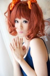 cosplay hair_ribbons idolmaster momota_kinako red_hair swimsuit takatsuki_yayoi twintails rating:Safe score:0 user:pixymisa