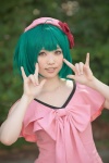 bow cosplay dress green_hair hat karin_(iv) macross macross_frontier pink_eyes ranka_lee rating:Safe score:1 user:pixymisa