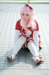 blouse cosplay hairbow jumper kneehighs original pink_hair saori rating:Safe score:0 user:nil!