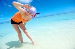 ayane_(doa) beach camisole cleavage cosplay dead_or_alive denim headband ocean purple_hair shorts tachibana_minami wet rating:Safe score:1 user:nil!
