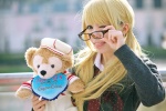 blonde_hair blouse cosplay glasses hayase_ami original school_uniform stuffed_animal sweater teddy_bear twintails rating:Safe score:1 user:nil!