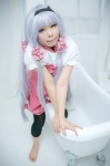 bathroom bathtub black_legwear cosplay dress hairband hoshimiya_kate leggings purple_hair rat_sakura sekai_seifuku:_bouryaku_no_zvezda rating:Safe score:0 user:nil!