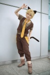 animal_ears blonde_hair boots cat_ears cosplay crossplay hatomune kagamine_len tail tie trousers tshirt vest vocaloid rating:Safe score:0 user:nil!