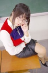 blouse chocoball cosplay glasses kazami_mizuho miniskirt onegai_chokoteacher onegai_teacher pantyhose ponytail sheer_legwear skirt vest rating:Safe score:0 user:nil!