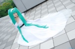 aqua_hair cendrillon_(vocaloid) choker cosplay elbow_gloves gloves gown hatsune_miku headset kureha_marie twintails vocaloid wings rating:Safe score:1 user:nil!