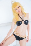 ahoge bikini blonde_hair cosplay hoshii_miki idolmaster mike swimsuit top_idol_〜sleeping_beauty〜 rating:Safe score:2 user:nil!