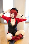 blouse choker cosplay kneesocks miniskirt original red_hair skirt soda_(model) vest rating:Safe score:1 user:pixymisa