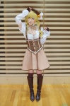 beret blonde_hair blouse boots chii corset cosplay detached_sleeves fingerless_gloves gloves miniskirt puella_magi_madoka_magica skirt thighhighs tomoe_mami twintails zettai_ryouiki rating:Safe score:1 user:nil!