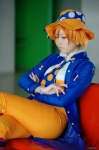 blouse coat cosplay forest hat kaieda_kae mayuzumi_kaoru orange_hair overalls pantyhose striped rating:Safe score:2 user:nil!